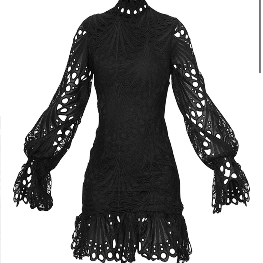PrettyLittleThing black lace mini dress